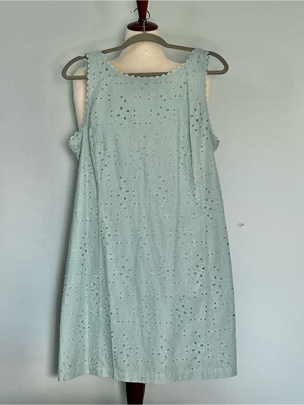 NWT LOFT Scalloped Eyelet V-Back Mini Dress, size 14 - Picture 3 of 8